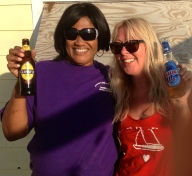 Sherry of Sherry's Beach Bar and me enjoying a drink :)